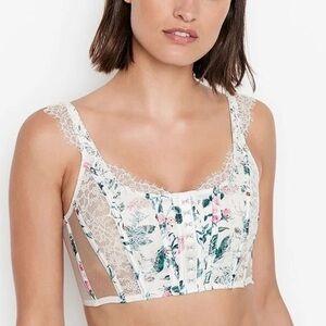 Victoria's Secret Floral Lace Corset Top - White and Pink